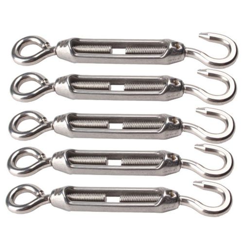 5pcs m4 stainless steel 304 hook &amp; eye turnbuckle wire rope tension for sale