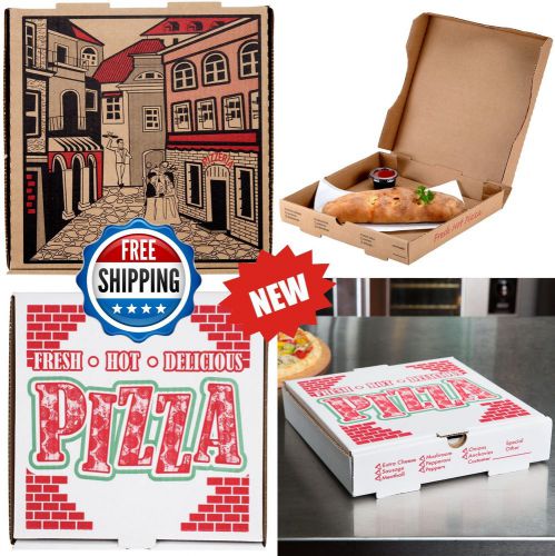 14&#034; x 14&#034; x 1 3/4&#034; durable b-flute white or kraft corrugated pizza box -100/case for sale