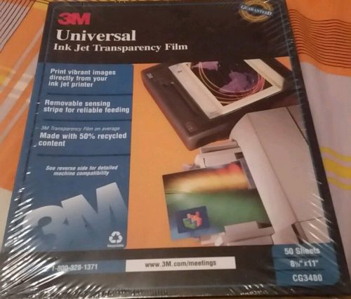 NEW Sealed 3M CG3480 Universal Ink Jet Transparency Film  8.5 x 11&#034; 50 Pages
