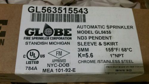 Globe GL5635 nd3 Pendent Dry Automatic Sprinkler Heads 1 sleeve skirt&#034;N.P.T.