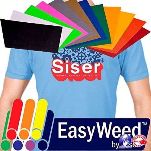 New SISER EasyWeed Heat Transfer Vinyl, 12 x 15&#034; 12-Color Starter BUNDLE
