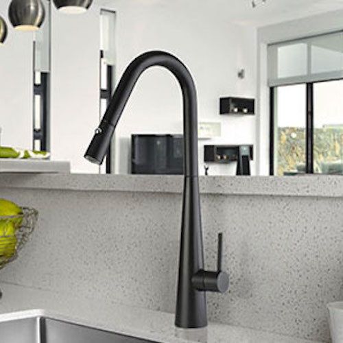 Linsol Black Aria Kitchen Mixer Tap / Taps with Pull Down Hose