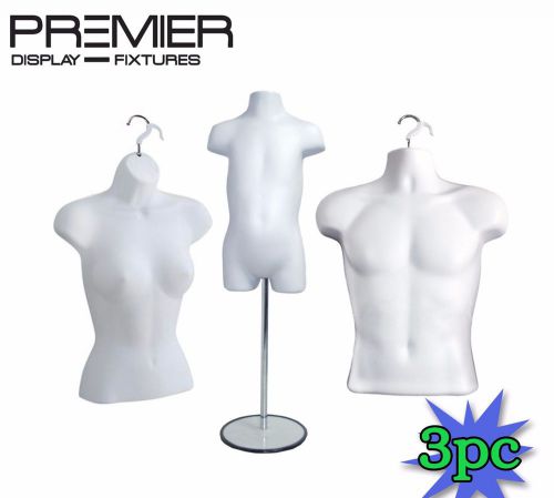 3 piece set female child and male body dress form plastic mannequin with one bas for sale