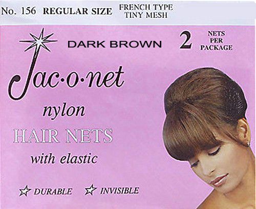 Jac-o-net  #156  french style  invisible hair net  w/elastic (2) pcs. dark brown for sale