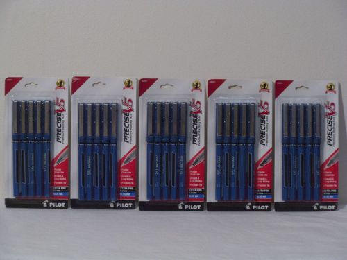 New 5 pilot 5 pack precise v5 extra fine 0.5mm blue ink roller ball pens 26011 for sale