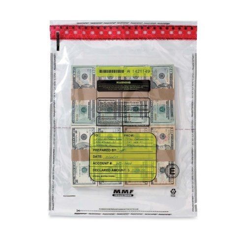 Steelmaster mmf industries tamper-evident cash bags, 15 x 20 inches, clear, 5 for sale