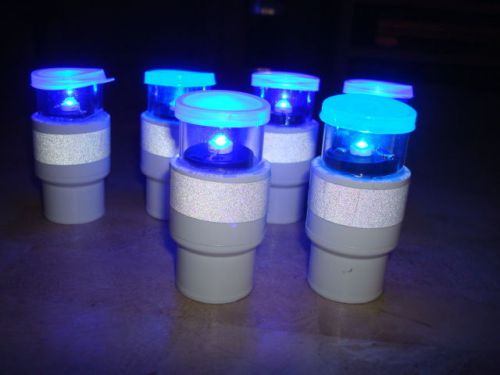 Catfish noodle jugs blue  led light caps only fits 1/2&#034; pvc  lot of 6 for sale