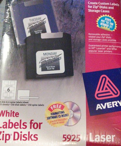 NEW Avery labels 5925 White labels for zip discs. 25 sheets, 150 disc labels.