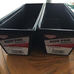 12&#034; Advance 12P Plastic Dry Wall Mud Pan with Steel Edge USA MADE (Lot Of 2)