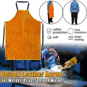 Cowhide Leather Welding Apron Welder Protection Clothe Mechanic Gear Yellow