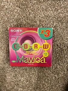 NEW SONY 3-pack 3MCRW-156A Mavica Unformatted Rewritable CD-RW CDs Camera CD