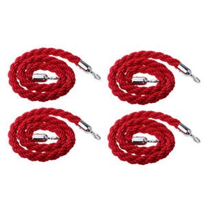 4x Queue Line Control Barrier Twisted Security Rope 1.5m with Hooks