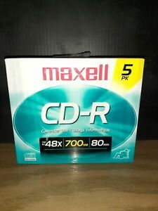 5 Pack - Maxell  CD-R 80 Min 700 mb CD/DVD-ROM &amp; CD/DVD Players