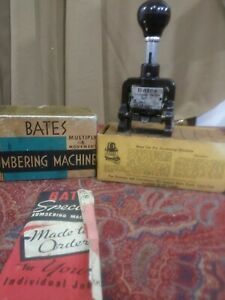 Vintage Bates Multiple 4 Movement Numbering Machine 6 Wheel with original box