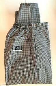 Chef Revival Pants Size Medium Unisex Loose Fit Black White Houndstooth Made USA