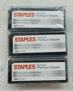 3 Pack Staples One Touch Premium Staples Chisel Tip Standard Staples 1/4&#034; 15000