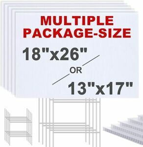 5 Pack Blank Yard Signs 13&#034; x17&#034; - Lawn Sign with Metal H-Frame Ground Stake