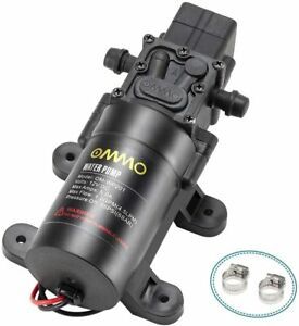 OMMO 12V DC Water Pump Diaphragm Pump with 2 Hose Clamps, 60W Self Priming