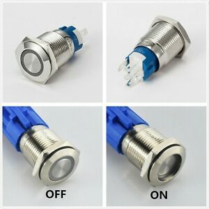Push Button Switch 16mm IK10 IP65 LED Stainless Steel W/ Pigtail Socket