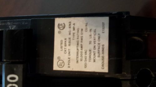 Crouse Hinds circuit breaker mg-8743  2 pole 100 amp 120/240 VAC E13207