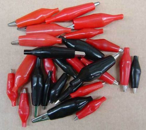 100x crocodile alligator clips for test leads insulated black &amp; red each 50 for sale