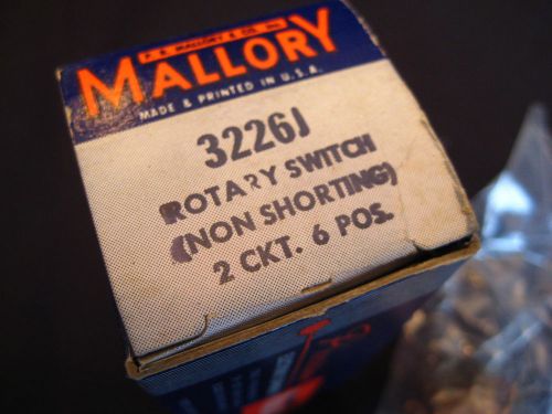 Vintage Mallory 3226J Rotary Switch (Non Shorting) 2 CKT. 6 POS.