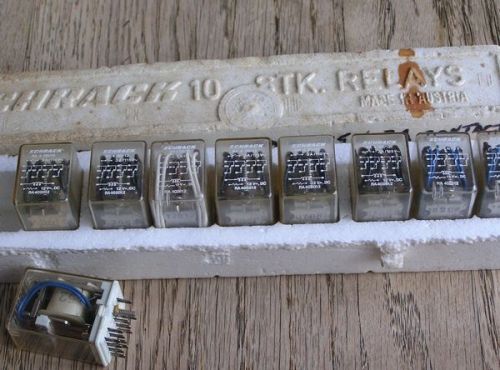 9 Vintage STK. Relays SCHRACH Austria NOS 12V Coil 115V 3 Amp Contacts Deal 2 U