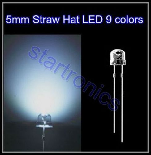 White 5MM Straw Hat LED, Ultra Bright 5MM White LED Diode 100PCS Free shipping