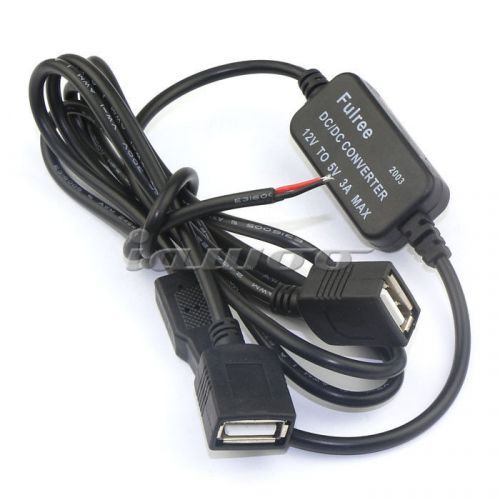 Dual USB Cable Connectors Power Adapters 8-22V 12 V to 5V/3A DC Volt Converters