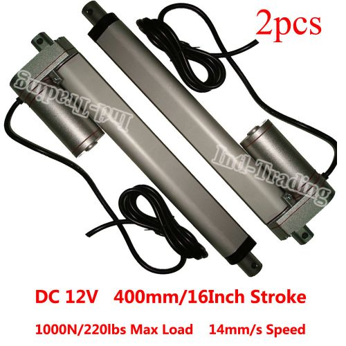 Set of 2 heavy duty 16&#034; linear actuator stroke 12v dc 220 pound max lift motor for sale
