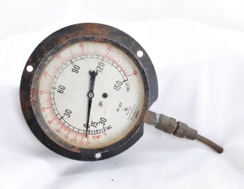 Marsh r-22 pressure/temperature gauge (gage) -30 to 150 lbs/sq in for sale