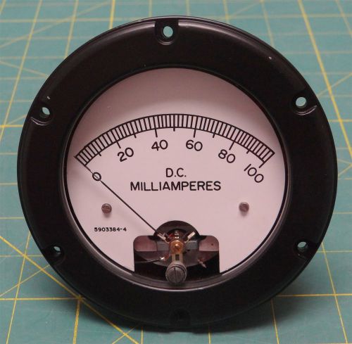 Panel ammeter 0 - 100 dc milliamperes p/n 5903384-3 nsn 6625-01-149-4740 4.5&#034; for sale