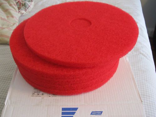 5-CT NORTON FLOOR BUFFING AND LIGHT CLEANING STRIPPING 17&#034; RED PADS~MADE IN USA