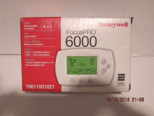 Honeywell th6110d1021 focus pro 6000 5-1-1 programmable thermostat-free ship nib for sale