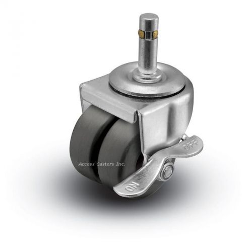 2sbm273pb 2&#034; grip ring stem low profile swivel caster with brake poly dual wheel for sale