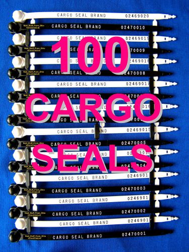 CARGO / TRUCK DOOR SECURITY SEALS, HIGHER-SECURITY, 100 SEALS, WHITE or BLACK