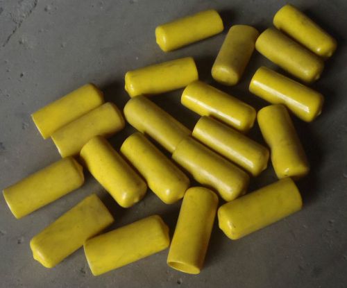 Lot of 20 1&#034; plastic pipe-end cover covers, round vinyl yellow for sale