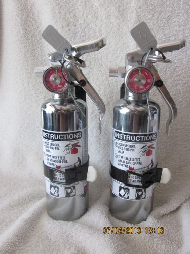 PAIR OF-1 lb. &#034;CHROME&#034; BC FIRE EXTINGUISHERS NEW 2014 CERTIFIED IN BOX (AMEREX)