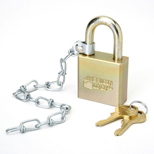 Skilcraft solid steel case padlock w/chain - keyed different - (nsn5881010) for sale