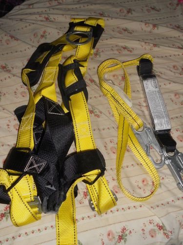 Guardian fall protection harness and guardian 6ft. shock absorbing lanyard euc for sale