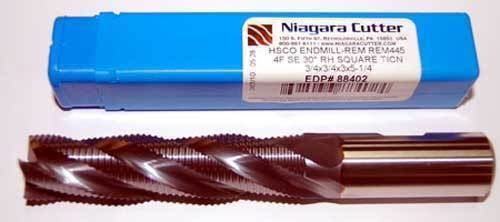 Niagara 3/4&#034; x 3&#034; M42-8% Cobalt Fine-Pitch Roughing CNC End Mill-TiCN Coated