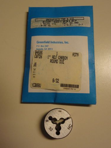 8-32 X 1&#034; OD ROUND ADJUSTABLE DIE - NEW- Made in USA (Greenfield Industries)