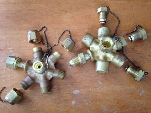 1 inert gas and 1 oxygen brass manifold block for sale