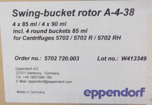 EPPENDORF A-4-38 Rotor with buckets Including 4x7ml and 4x10ml adapters -5702