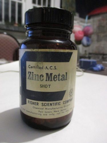 Vintage Bottle FISHER Certified A.C.S. Zinc Metal Shot 1Lb Scientific Co.