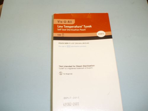 VIS-U-ALL LOW TEMPERATURE TYVEK SELF SEAL STERILIZATION POUCH-4 X 12 - 100PCS