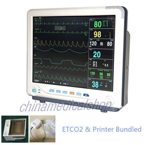 New ecto2+ printer 15&#039;&#039; colour patient monitor ecg nibp pr spo2 temp resp contec for sale