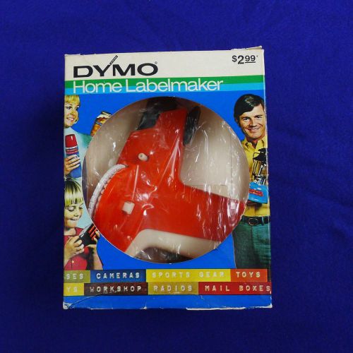 Vintage 1972 DYMO Home Label Maker Model 1800 Orange w/ Box Excellent Condition