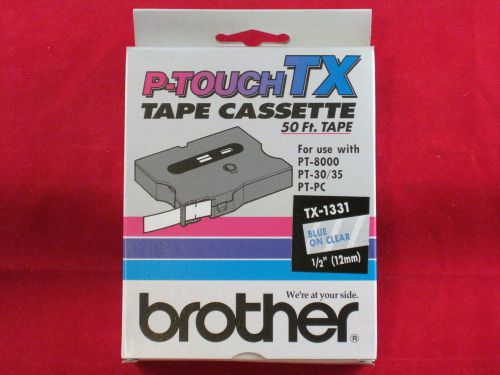 New brother p touch tx-1331 1/2&#034; blue on clear tape  pt-8000 pt-30/35  pt-pc for sale
