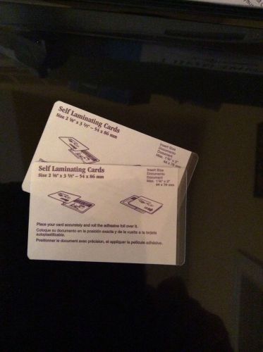2-SELF LAMINATING SHEETS 2-1/8&#034; X 3-2/5 (54X86 mm) LICENSE HOLDER CARD LAMINATOR
